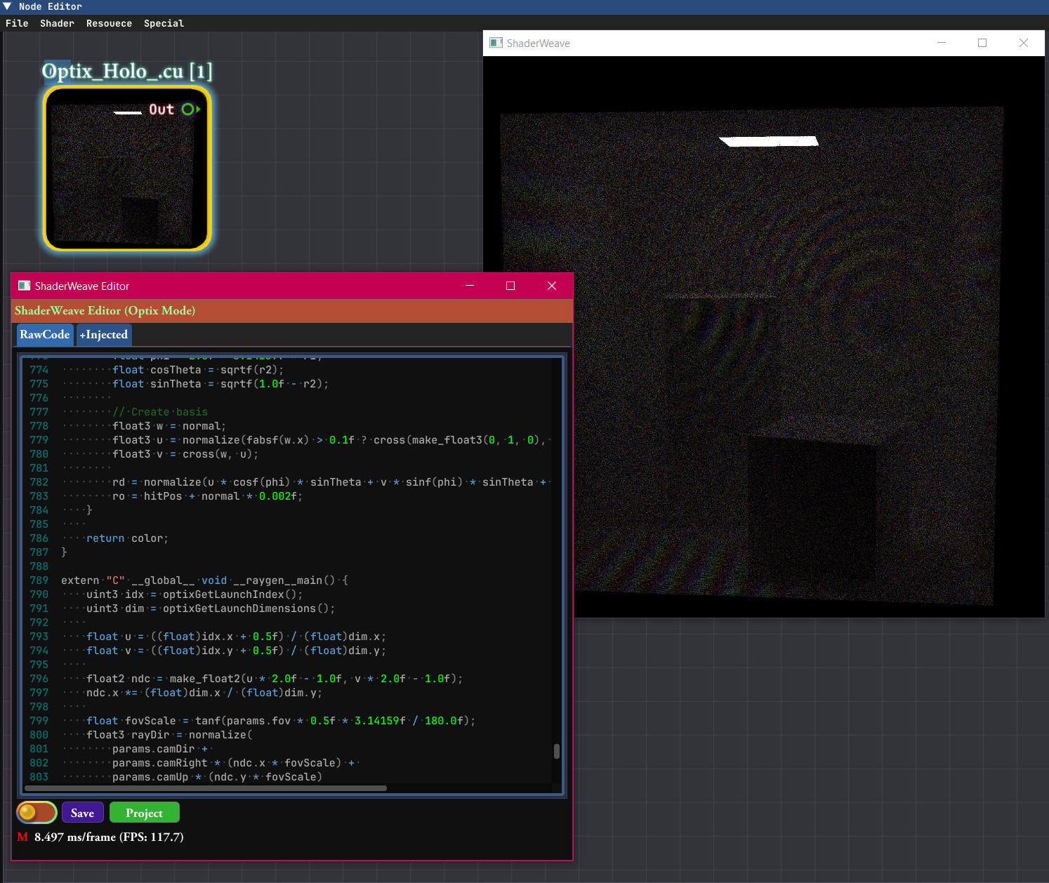 OptiX node: an interactive Optix holographic renderer