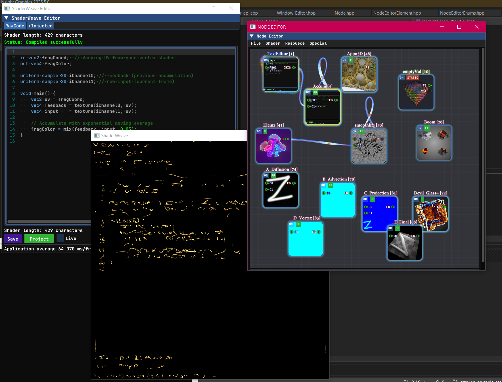 Modular shader network with multiple components